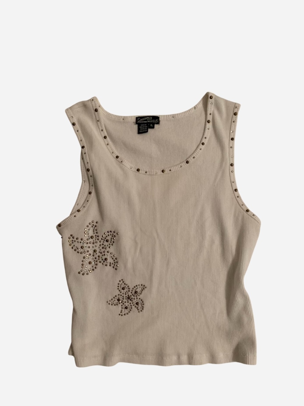 cute y2k top with rhinestone design